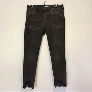Mavi | high-rise skinny “Tess” jean w shredded hem